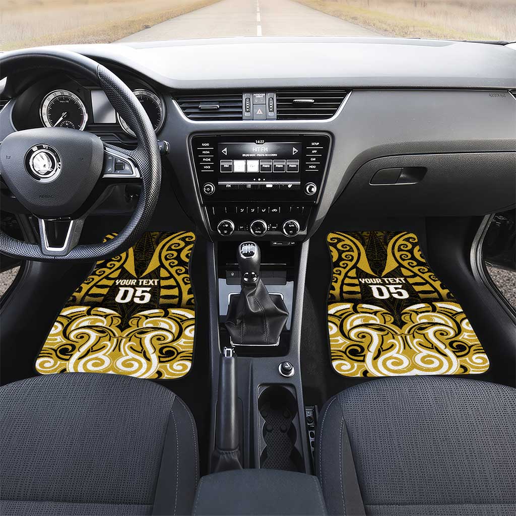 Aotearoa Taranaki Car Mats Maori Pattern New Zealand DT05 Set 2pcs - Front Yellow - Polynesian Pride