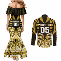 Custom Aotearoa Taranaki Couples Matching Mermaid Dress and Long Sleeve Button Shirt Maori Pattern New Zealand DT05 - Polynesian Pride
