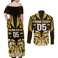 Custom Aotearoa Taranaki Couples Matching Off Shoulder Maxi Dress and Long Sleeve Button Shirt Maori Pattern New Zealand - Polynesian Pride