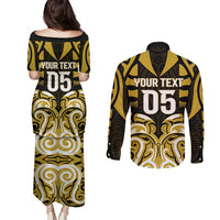 Custom Aotearoa Taranaki Couples Matching Puletasi and Long Sleeve Button Shirt Maori Pattern New Zealand DT05 - Polynesian Pride