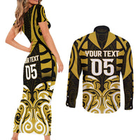 Custom Aotearoa Taranaki Couples Matching Short Sleeve Bodycon Dress and Long Sleeve Button Shirt Maori Pattern New Zealand DT05 - Polynesian Pride