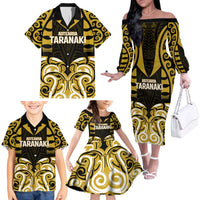 Custom Aotearoa Taranaki Family Matching Off The Shoulder Long Sleeve Dress and Hawaiian Shirt Maori Pattern New Zealand DT05 - Polynesian Pride