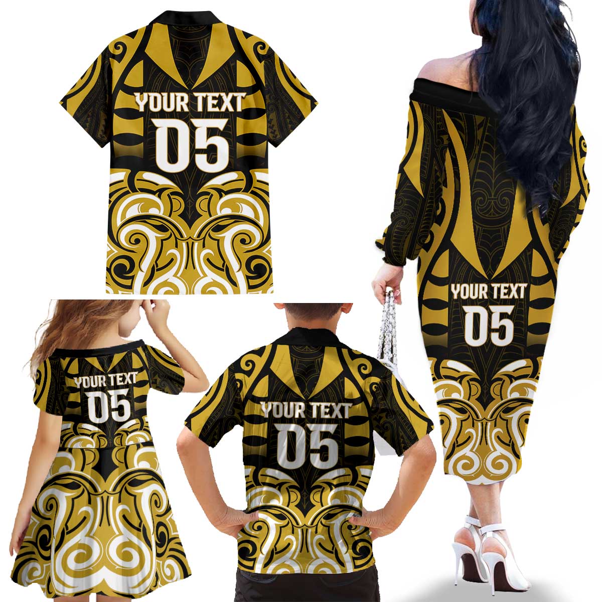 Custom Aotearoa Taranaki Family Matching Off The Shoulder Long Sleeve Dress and Hawaiian Shirt Maori Pattern New Zealand DT05 - Polynesian Pride