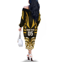 Custom Aotearoa Taranaki Family Matching Off The Shoulder Long Sleeve Dress and Hawaiian Shirt Maori Pattern New Zealand DT05 - Polynesian Pride