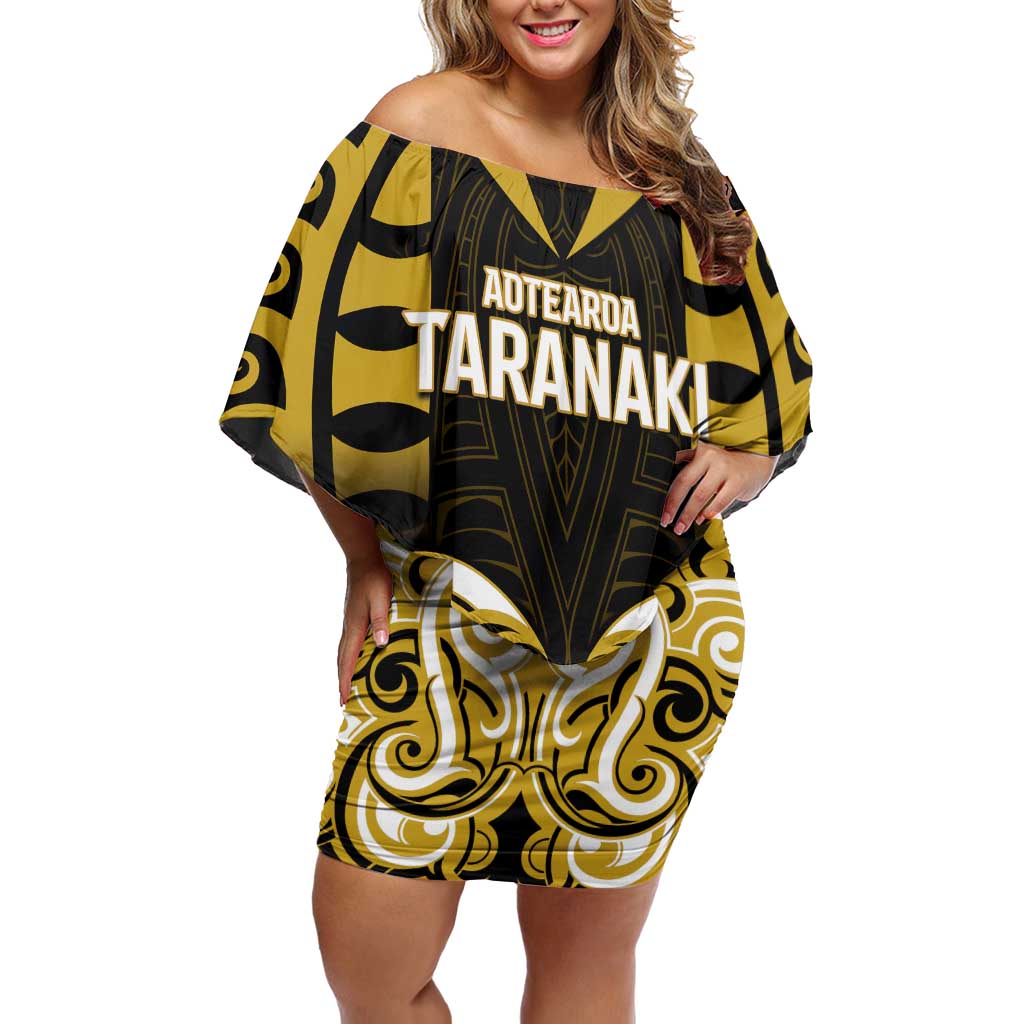 Custom Aotearoa Taranaki Family Matching Off Shoulder Short Dress and Hawaiian Shirt Maori Pattern New Zealand - Polynesian Pride