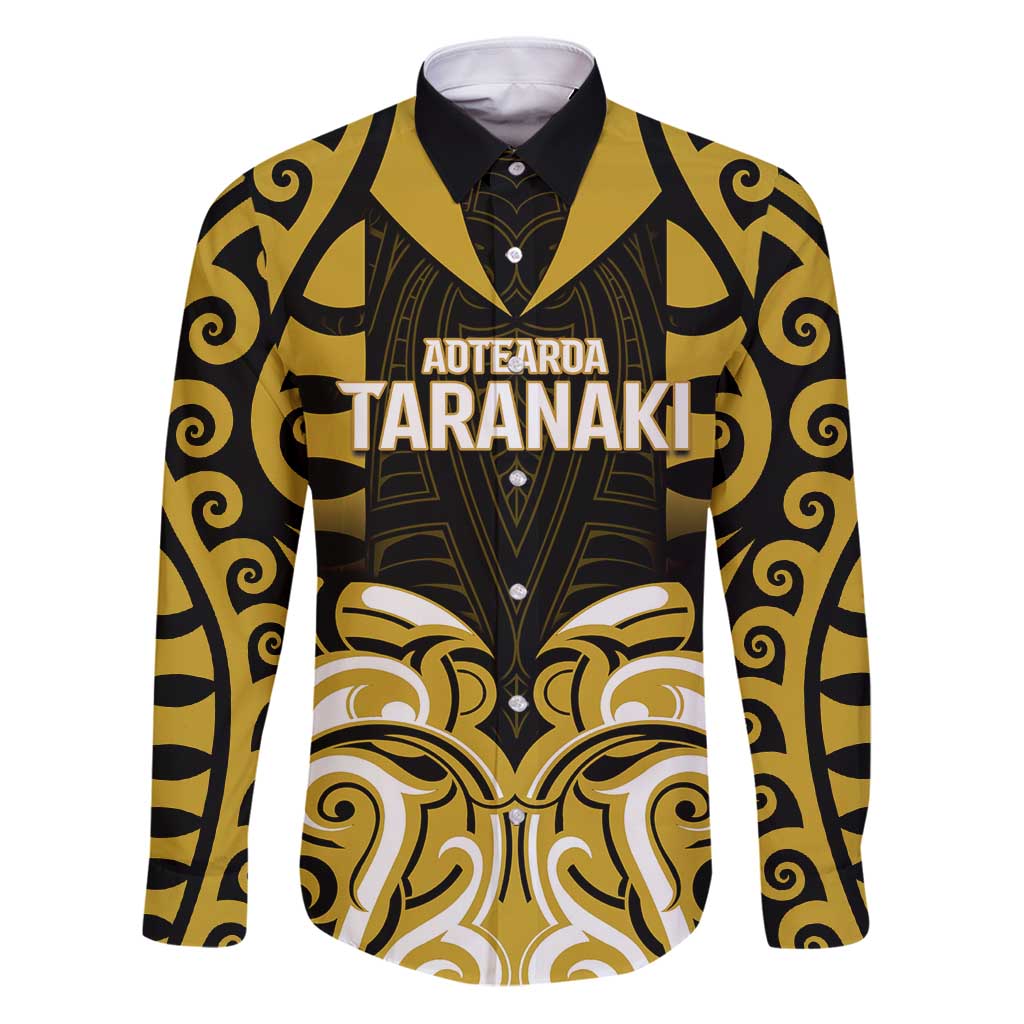 Custom Aotearoa Taranaki Family Matching Puletasi and Hawaiian Shirt Maori Pattern New Zealand DT05 Dad's Shirt - Long Sleeve Yellow - Polynesian Pride