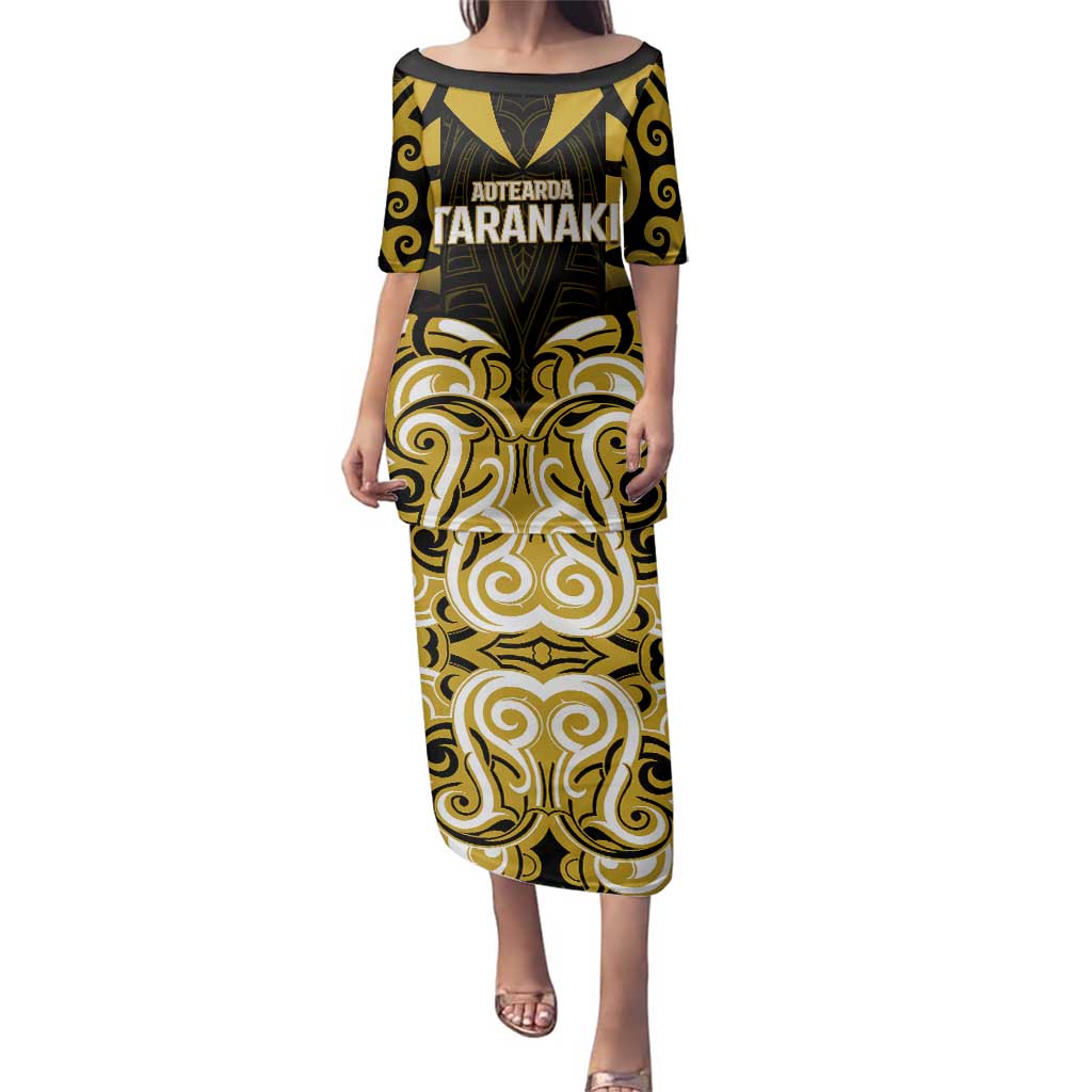 Custom Aotearoa Taranaki Family Matching Puletasi and Hawaiian Shirt Maori Pattern New Zealand DT05 Mom's Dress Yellow - Polynesian Pride