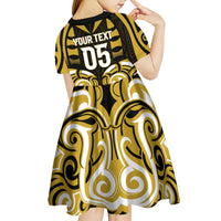 Custom Aotearoa Taranaki Kid Short Sleeve Dress Maori Pattern New Zealand - Polynesian Pride