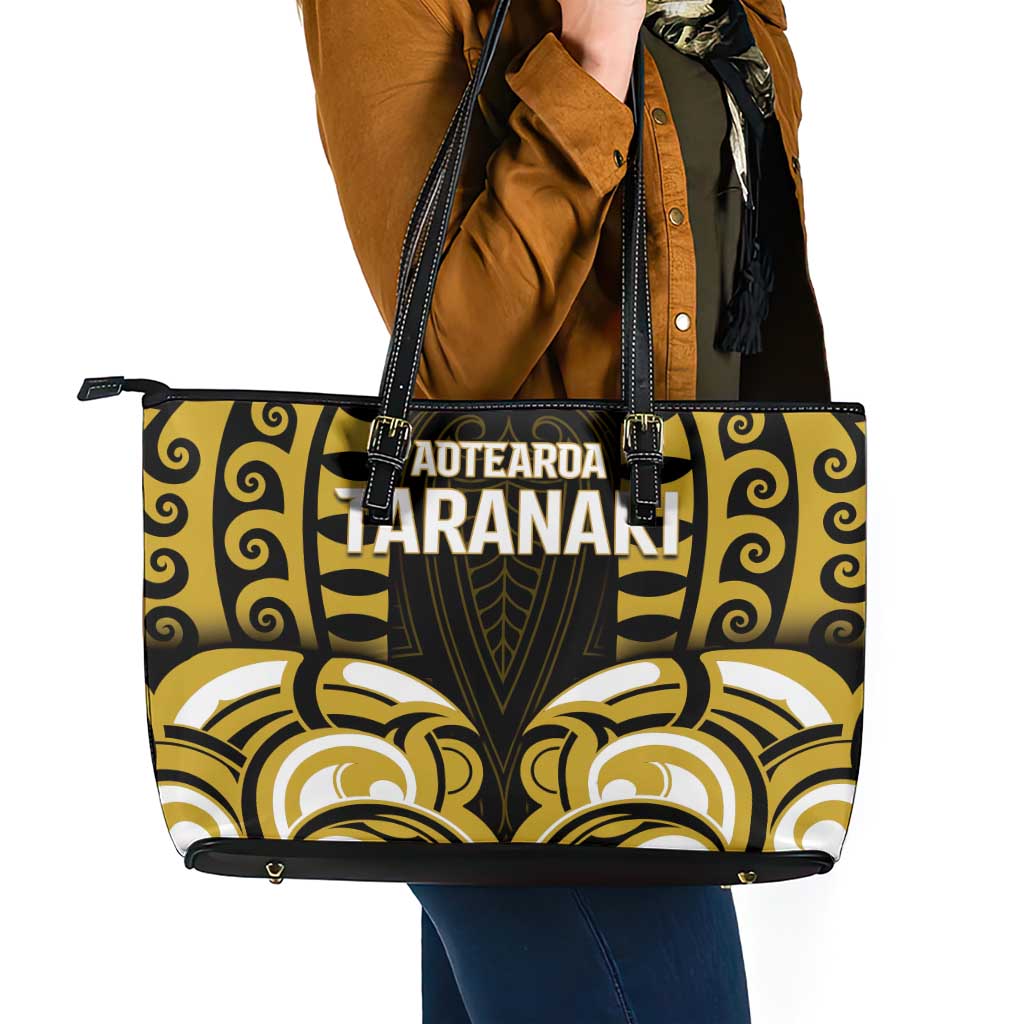 Aotearoa Taranaki Leather Tote Bag Maori Pattern New Zealand - Polynesian Pride