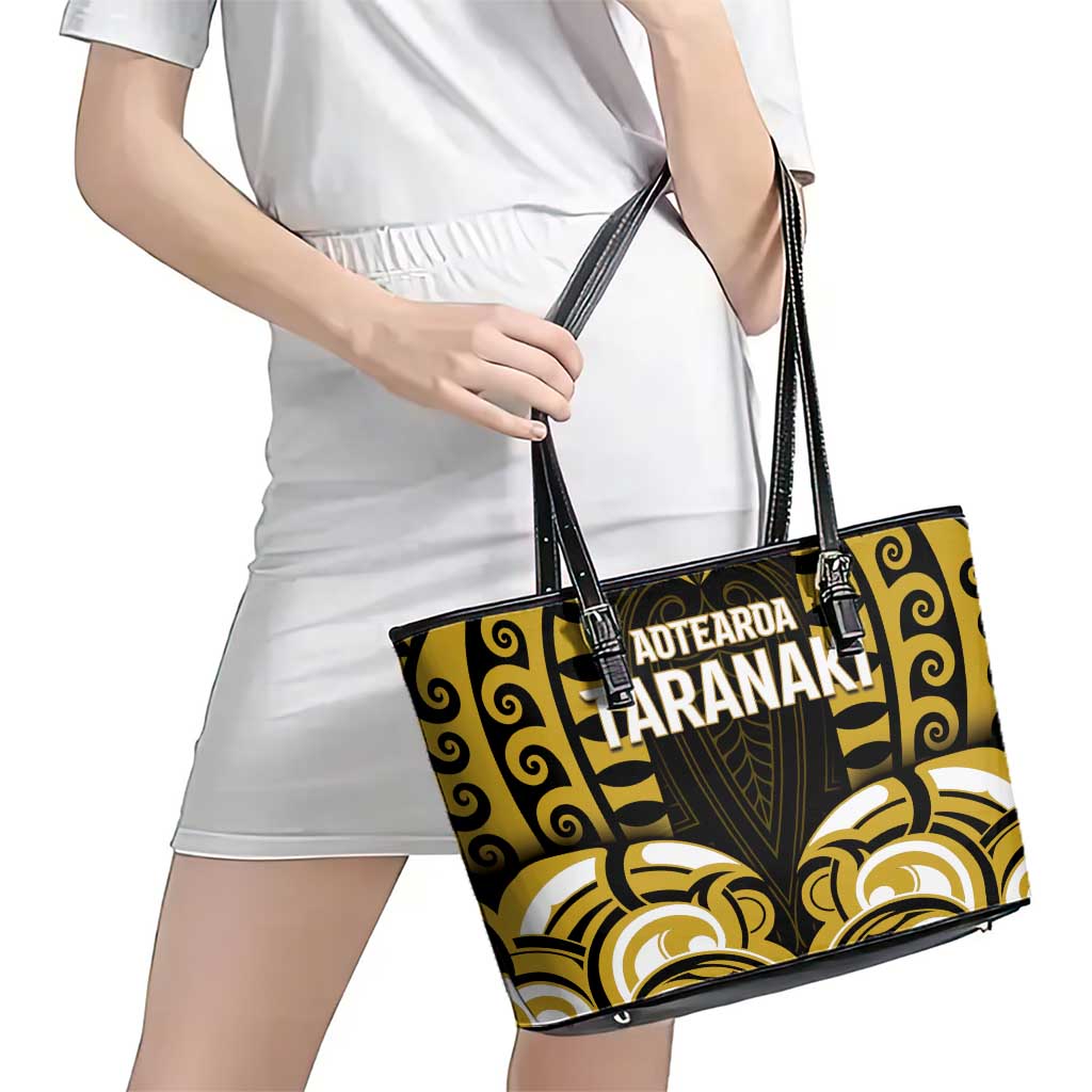 Aotearoa Taranaki Leather Tote Bag Maori Pattern New Zealand - Polynesian Pride