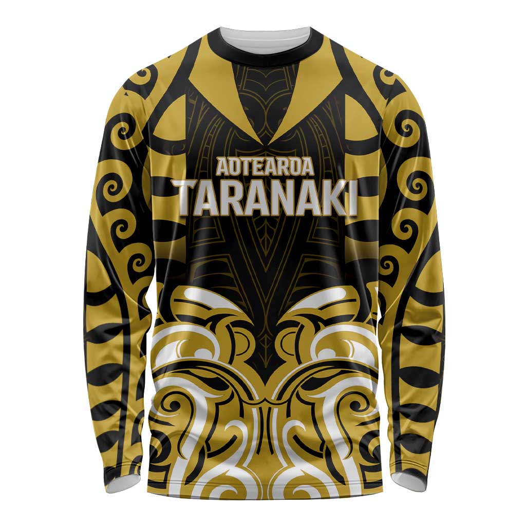 Custom Aotearoa Taranaki Long Sleeve Shirt Maori Pattern New Zealand DT05 Unisex Yellow - Polynesian Pride