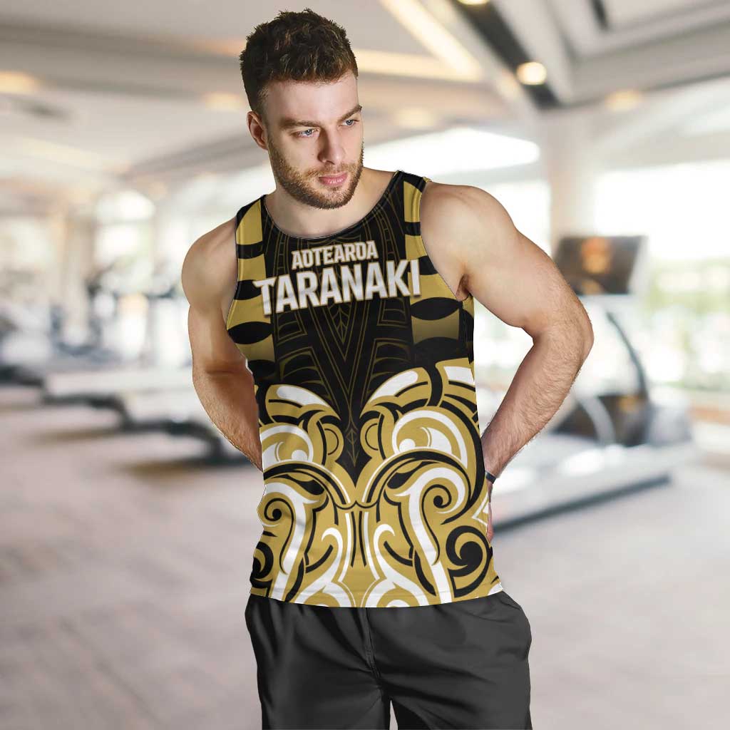Custom Aotearoa Taranaki Men Tank Top Maori Pattern New Zealand DT05 Yellow - Polynesian Pride