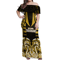 Custom Aotearoa Taranaki Off Shoulder Maxi Dress Maori Pattern New Zealand - Polynesian Pride