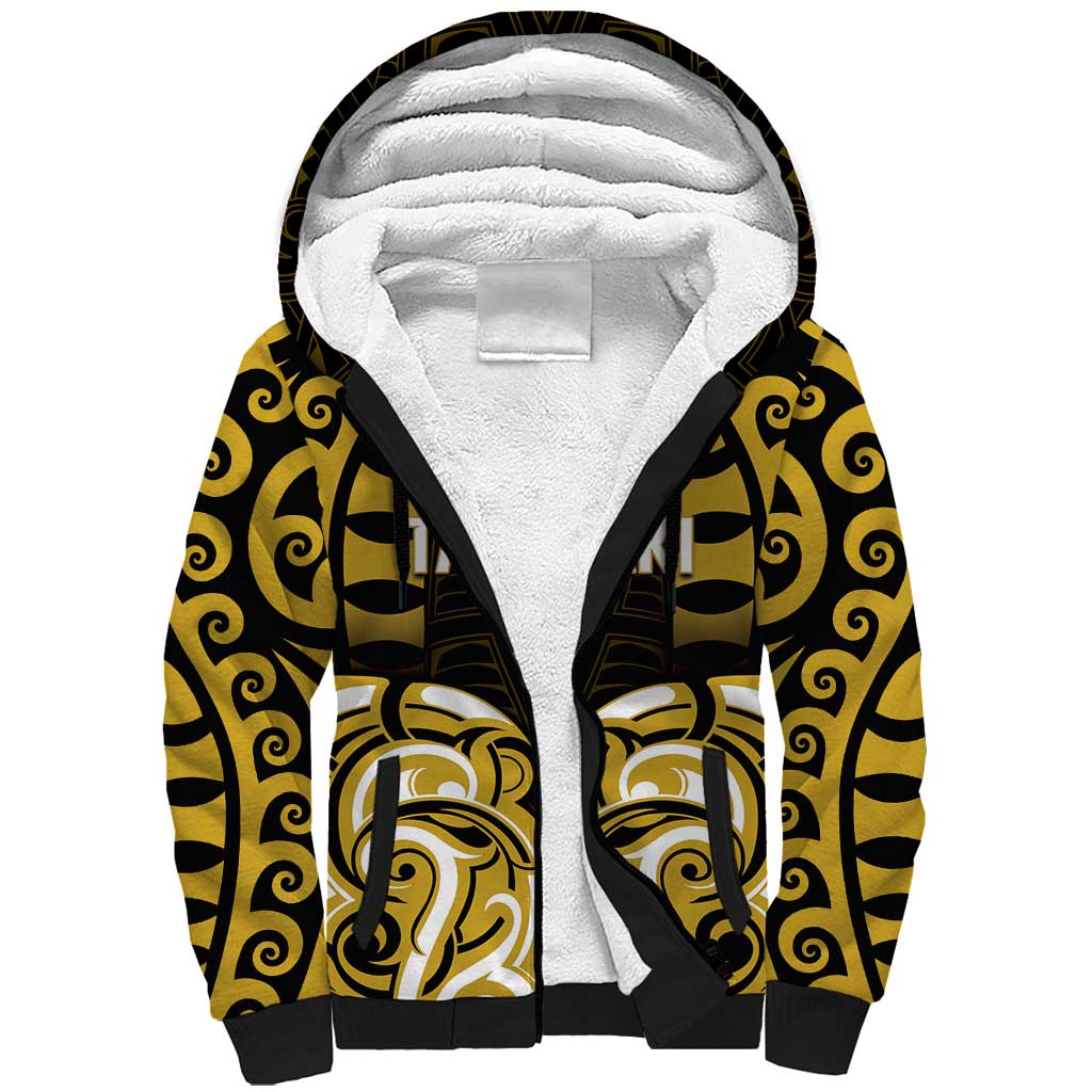 Custom Aotearoa Taranaki Sherpa Hoodie Maori Pattern New Zealand DT05 Unisex Yellow - Polynesian Pride