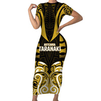 Custom Aotearoa Taranaki Short Sleeve Bodycon Dress Maori Pattern New Zealand - Polynesian Pride