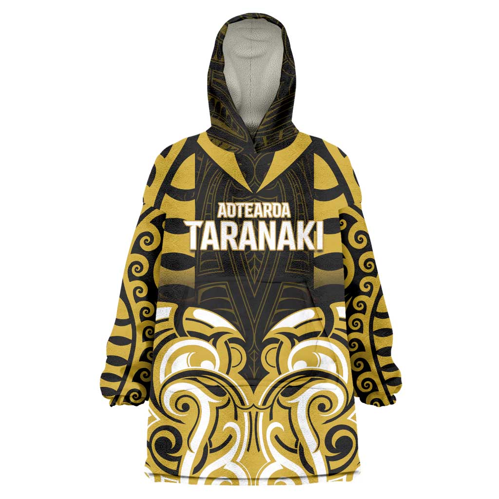 Custom Aotearoa Taranaki Wearable Blanket Hoodie Maori Pattern New Zealand DT05 One Size Yellow - Polynesian Pride