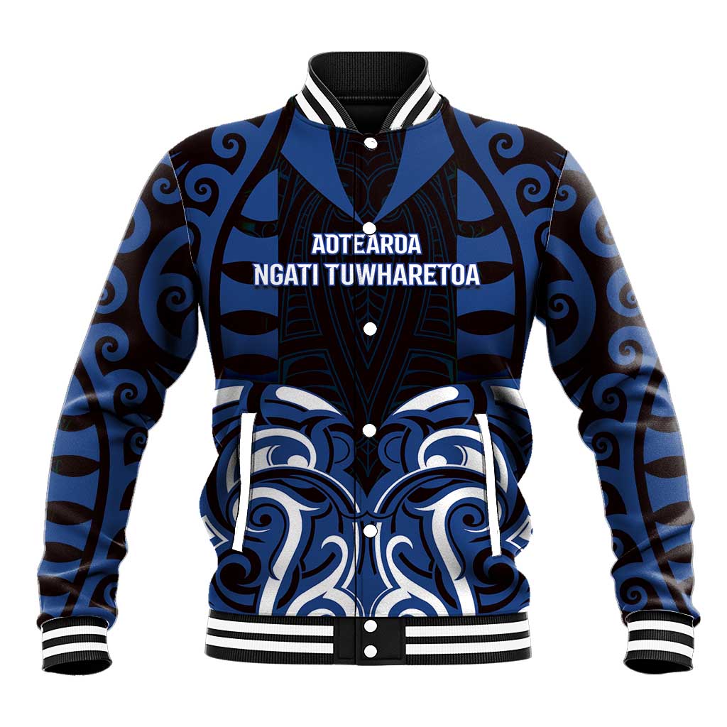 Custom Aotearoa Ngati Tuwharetoa Baseball Jacket Maori Pattern New Zealand DT05 Unisex Navy - Polynesian Pride
