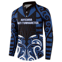 Custom Aotearoa Ngati Tuwharetoa Button Sweatshirt Maori Pattern New Zealand DT05 - Polynesian Pride