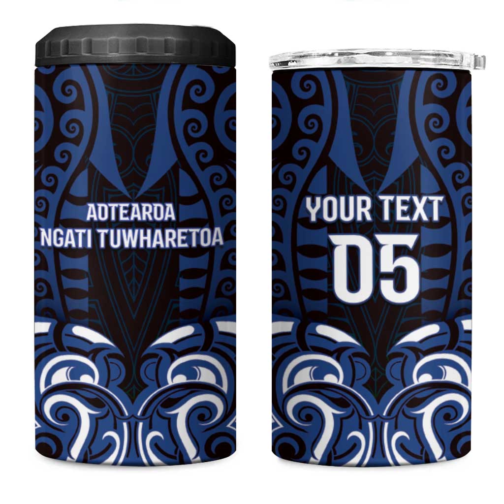 Custom Aotearoa Ngati Tuwharetoa 4 in 1 Can Cooler Tumbler Maori Pattern New Zealand DT05 One Size: 16 oz Navy - Polynesian Pride