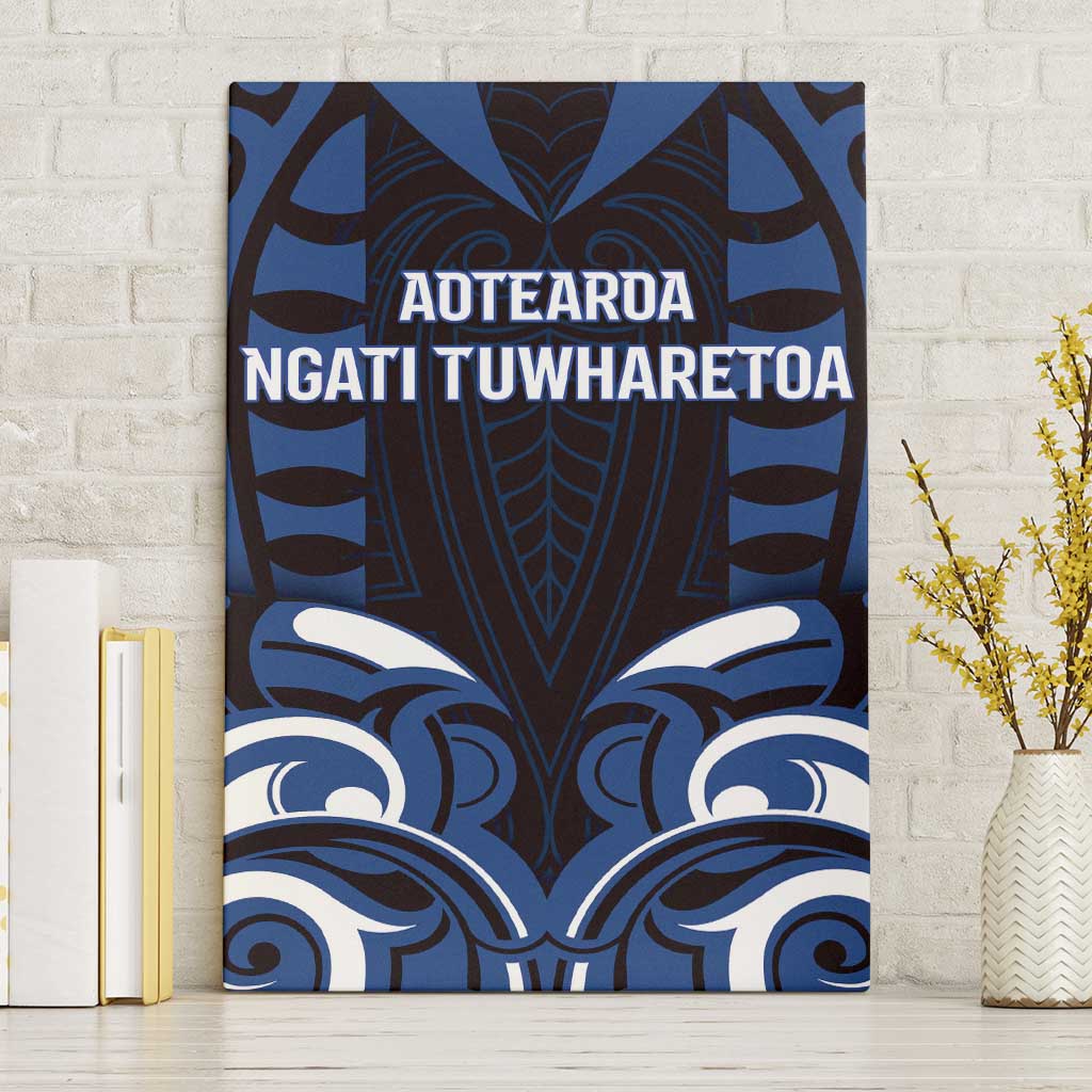 Aotearoa Ngati Tuwharetoa Canvas Wall Art Maori Pattern New Zealand DT05 Without Frame Navy - Polynesian Pride