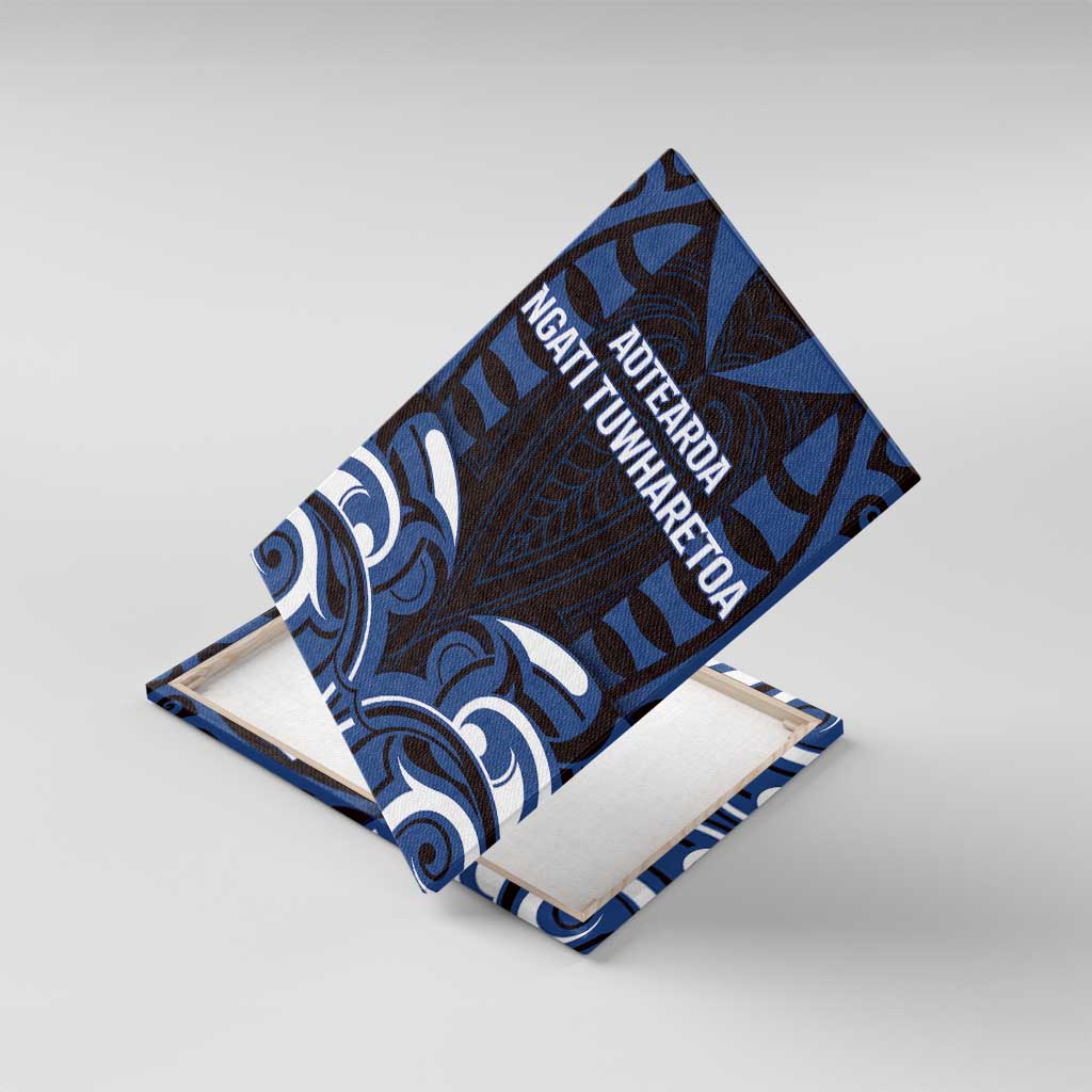 Aotearoa Ngati Tuwharetoa Canvas Wall Art Maori Pattern New Zealand DT05 With Frame Navy - Polynesian Pride