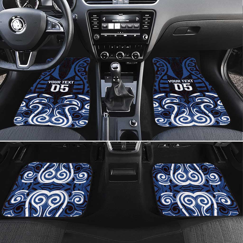 Aotearoa Ngati Tuwharetoa Car Mats Maori Pattern New Zealand DT05 Set 4pcs Navy - Polynesian Pride
