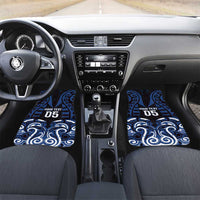Aotearoa Ngati Tuwharetoa Car Mats Maori Pattern New Zealand DT05 Set 2pcs - Front Navy - Polynesian Pride
