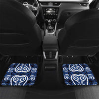 Aotearoa Ngati Tuwharetoa Car Mats Maori Pattern New Zealand DT05 Set 2pcs - Back Navy - Polynesian Pride