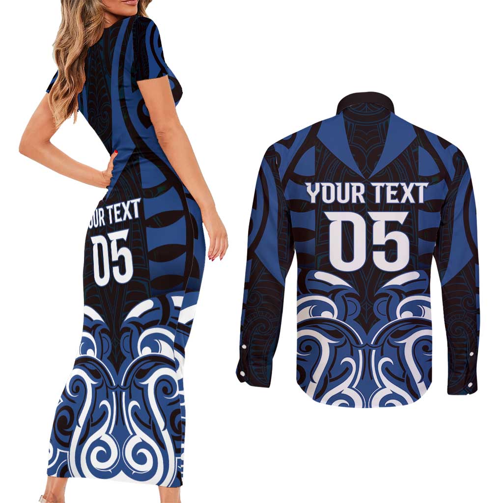 Custom Aotearoa Ngati Tuwharetoa Couples Matching Short Sleeve Bodycon Dress and Long Sleeve Button Shirt Maori Pattern New Zealand - Polynesian Pride