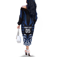 Custom Aotearoa Ngati Tuwharetoa Family Matching Off The Shoulder Long Sleeve Dress and Hawaiian Shirt Maori Pattern New Zealand - Polynesian Pride