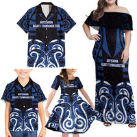 Custom Aotearoa Ngati Tuwharetoa Family Matching Off Shoulder Maxi Dress and Hawaiian Shirt Maori Pattern New Zealand - Polynesian Pride