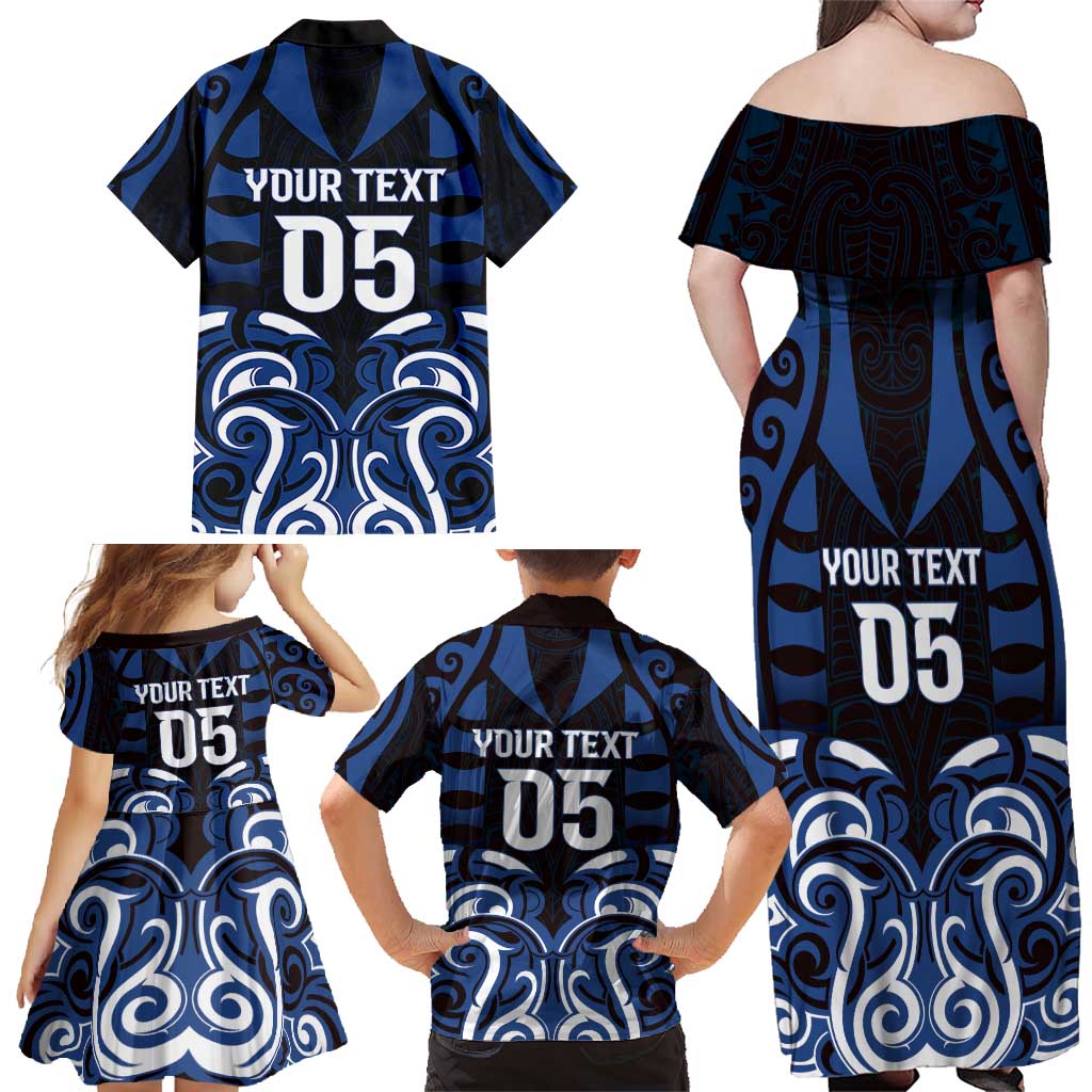 Custom Aotearoa Ngati Tuwharetoa Family Matching Off Shoulder Maxi Dress and Hawaiian Shirt Maori Pattern New Zealand - Polynesian Pride