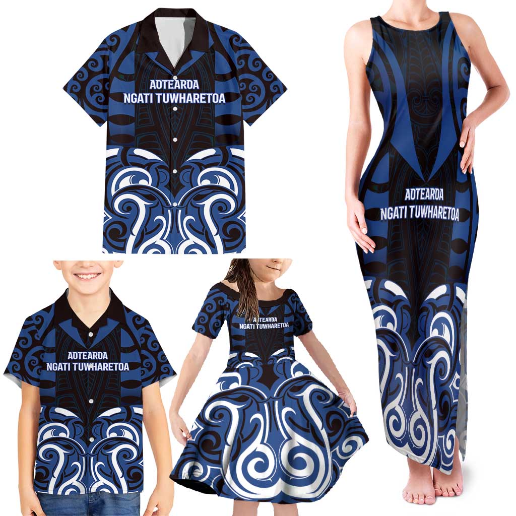 Custom Aotearoa Ngati Tuwharetoa Family Matching Tank Maxi Dress and Hawaiian Shirt Maori Pattern New Zealand DT05 - Polynesian Pride