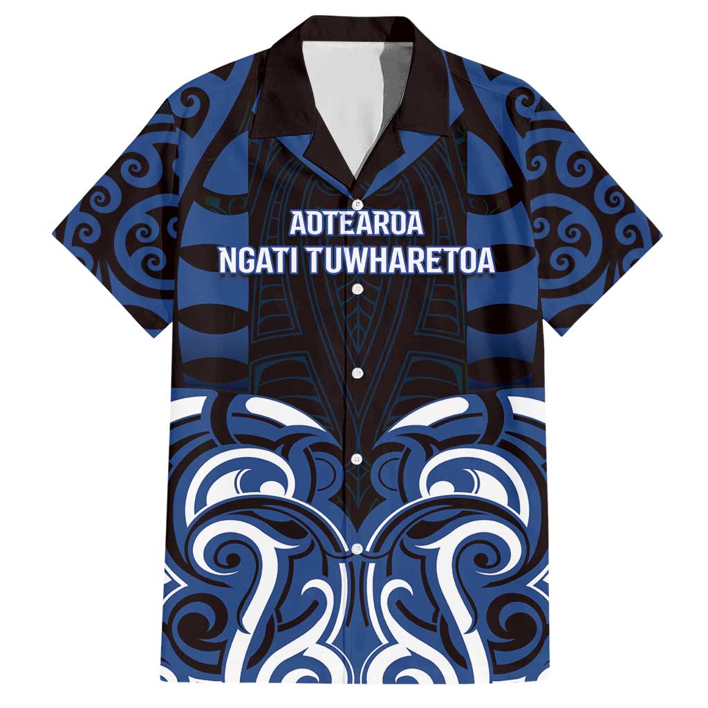 Custom Aotearoa Ngati Tuwharetoa Hawaiian Shirt Maori Pattern New Zealand DT05 Navy - Polynesian Pride