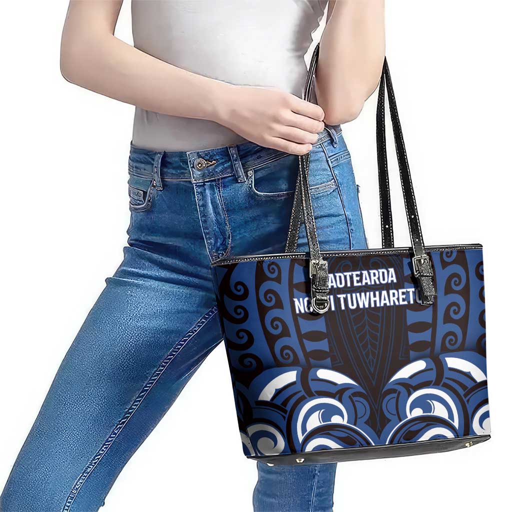 Aotearoa Ngati Tuwharetoa Leather Tote Bag Maori Pattern New Zealand - Polynesian Pride