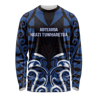 Custom Aotearoa Ngati Tuwharetoa Long Sleeve Shirt Maori Pattern New Zealand DT05 Unisex Navy - Polynesian Pride