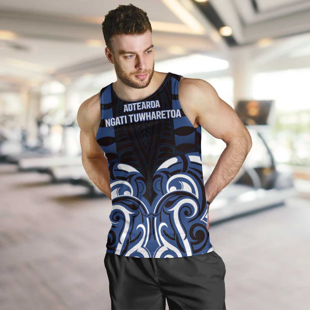 Custom Aotearoa Ngati Tuwharetoa Men Tank Top Maori Pattern New Zealand DT05 Navy - Polynesian Pride