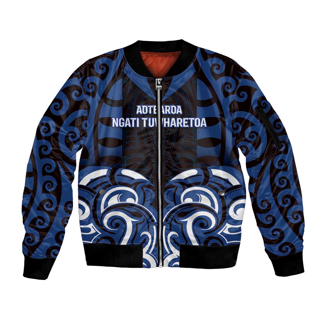 Custom Aotearoa Ngati Tuwharetoa Sleeve Zip Bomber Jacket Maori Pattern New Zealand - Polynesian Pride
