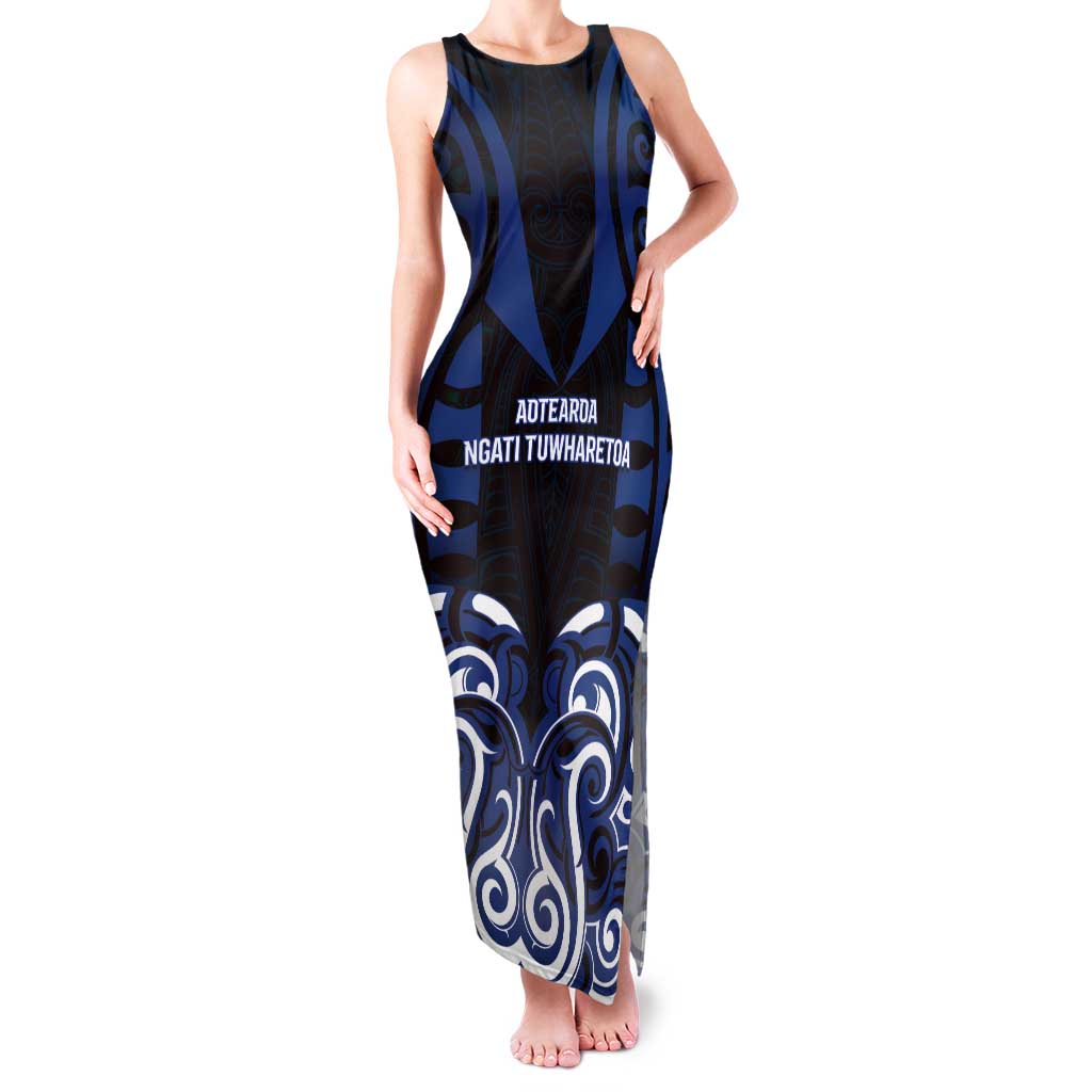 Custom Aotearoa Ngati Tuwharetoa Tank Maxi Dress Maori Pattern New Zealand - Polynesian Pride