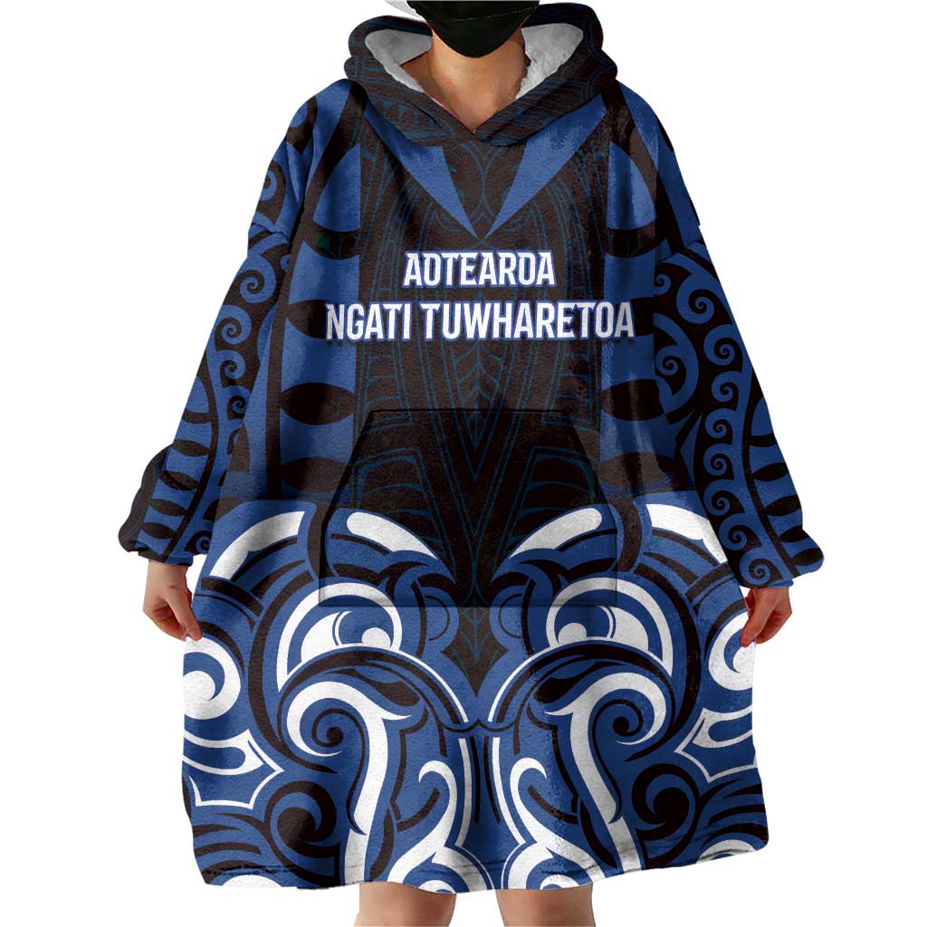 Custom Aotearoa Ngati Tuwharetoa Wearable Blanket Hoodie Maori Pattern New Zealand DT05 - Polynesian Pride