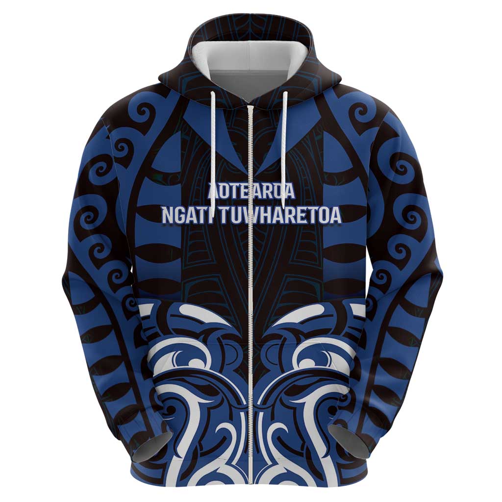 Custom Aotearoa Ngati Tuwharetoa Zip Hoodie Maori Pattern New Zealand - Polynesian Pride