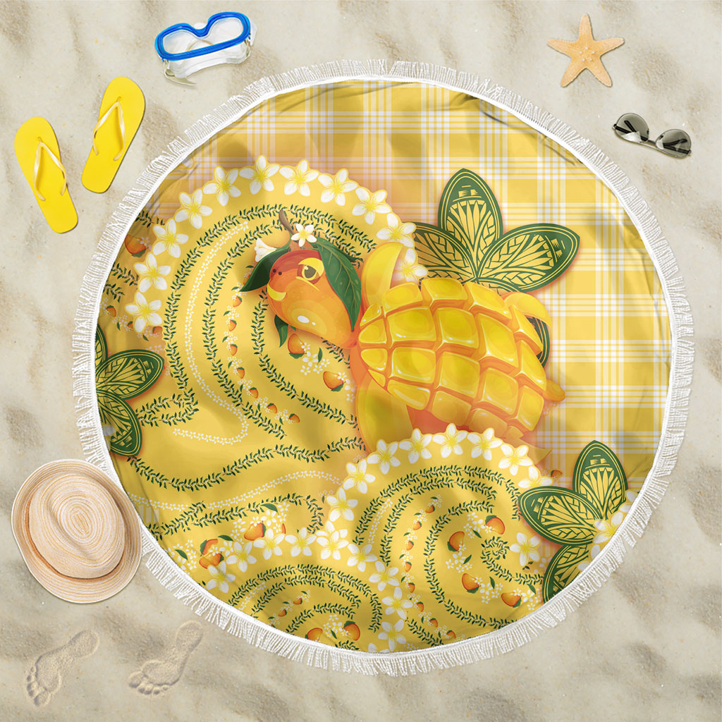 Hawaii Palaka Beach Blanket Cute Ripe Mango Turtle On The Waves DT05 One Size 150cm Yellow - Polynesian Pride