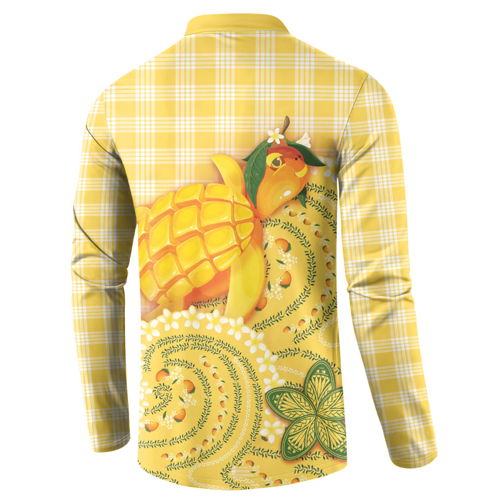 Hawaii Palaka Button Sweatshirt Cute Ripe Mango Turtle On The Waves