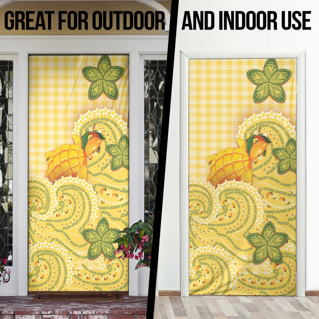 Hawaii Palaka Door Cover Cute Ripe Mango Turtle On The Waves