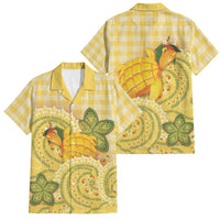 Hawaii Palaka Family Matching Off Shoulder Short Dress and Hawaiian Shirt Cute Ripe Mango Turtle On The Waves DT05 Dad's Shirt - Short Sleeve Yellow - Polynesian Pride