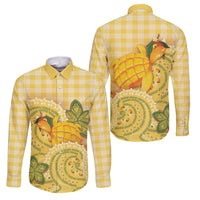 Hawaii Palaka Family Matching Off Shoulder Short Dress and Hawaiian Shirt Cute Ripe Mango Turtle On The Waves DT05 Dad's Shirt - Long Sleeve Yellow - Polynesian Pride