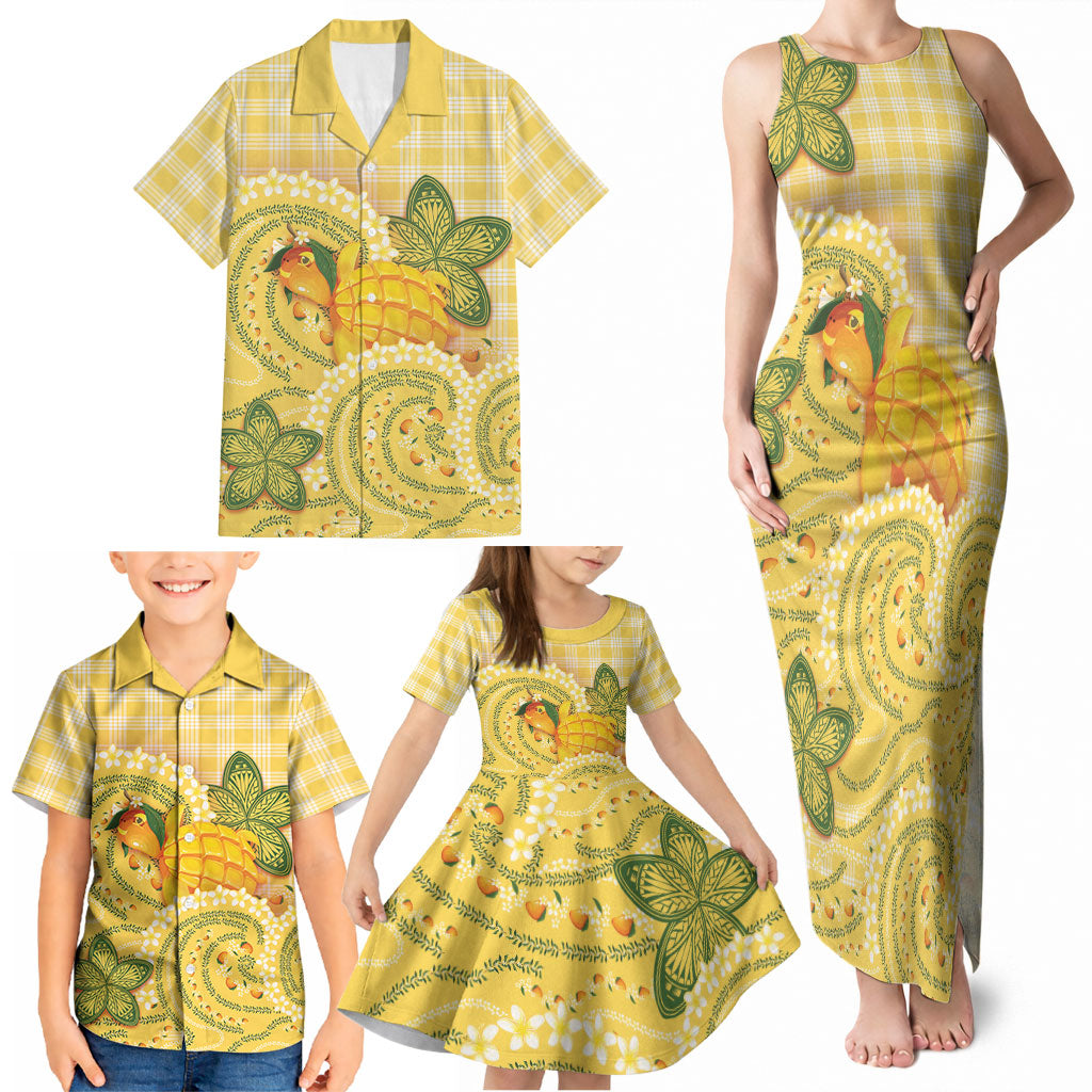 Hawaii Palaka Family Matching Tank Maxi Dress and Hawaiian Shirt Cute Ripe Mango Turtle On The Waves DT05 - Polynesian Pride