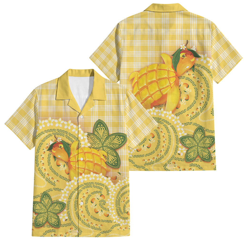 Hawaii Palaka Family Matching Tank Maxi Dress and Hawaiian Shirt Cute Ripe Mango Turtle On The Waves DT05 Dad's Shirt - Short Sleeve Yellow - Polynesian Pride