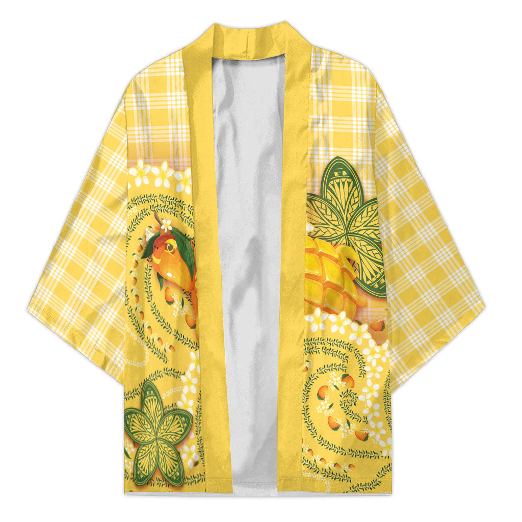 Hawaii Palaka Kimono Cute Ripe Mango Turtle On The Waves