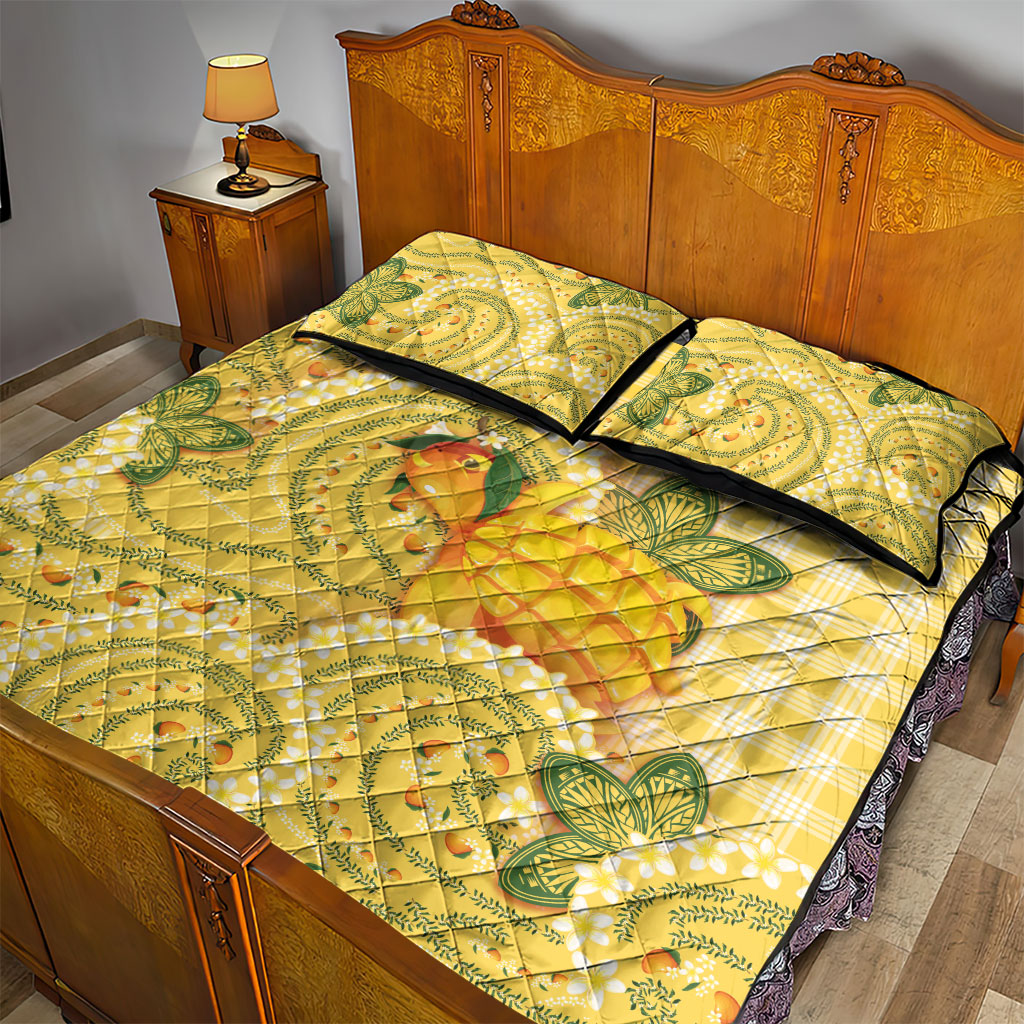 Hawaii Palaka Quilt Bed Set Cute Ripe Mango Turtle On The Waves DT05 - Polynesian Pride